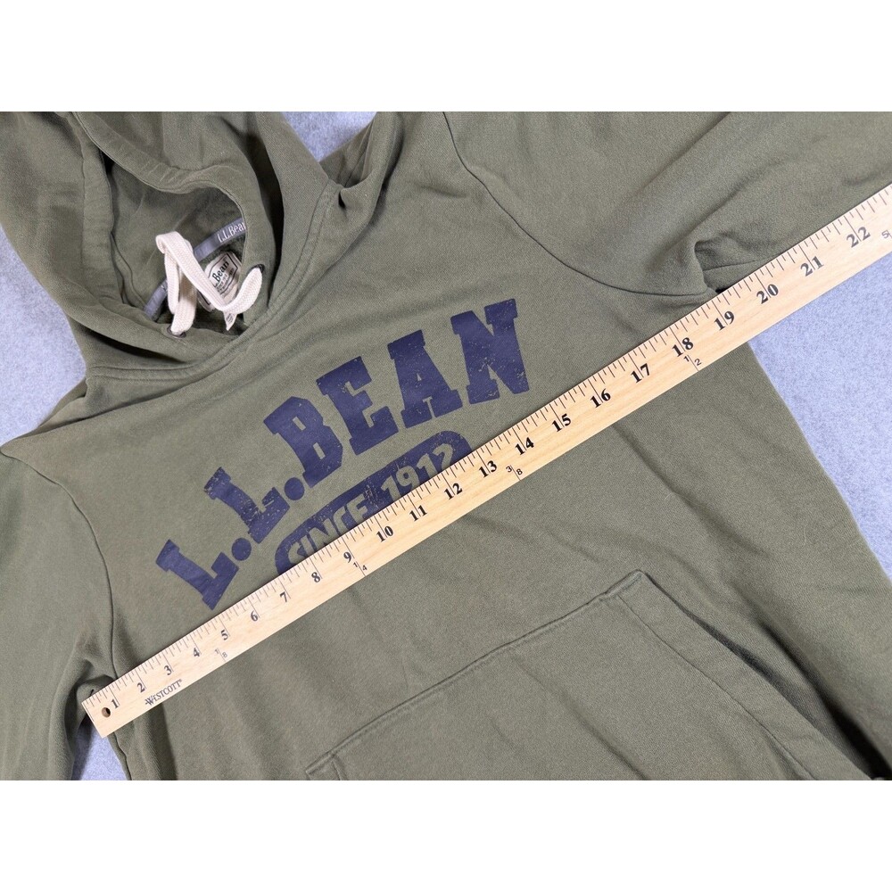 LLBean Olive Hoodie Sweatshirt Since 1912 Pullover Hooded Fleece Small SKU135 - Picture 8 of 9